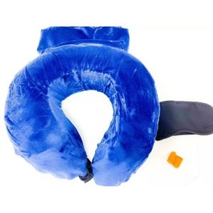 3pc Neck Pillow Travel Pouch + Eye Mask, Ear plugs